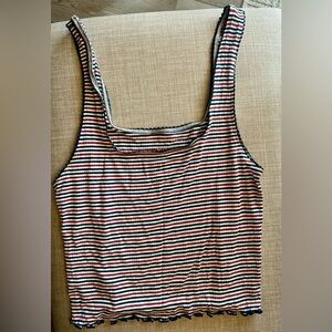 American Eagle Outfitters Ribbed Striped Tank - Red, Black & White